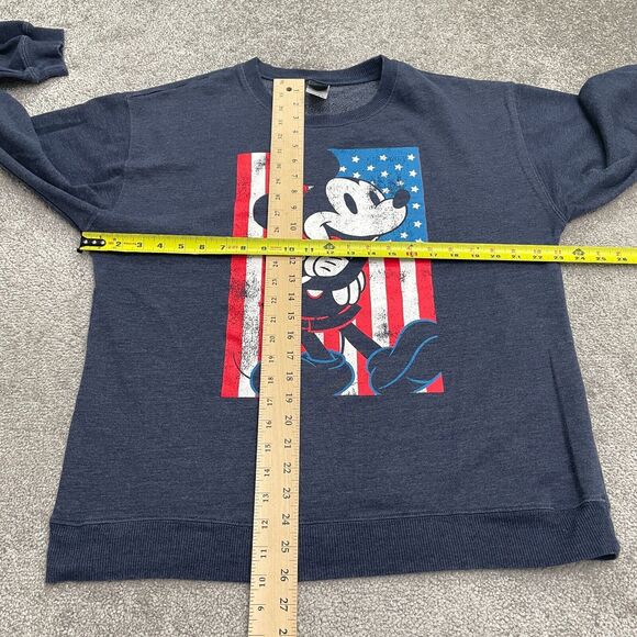 Disney Mickey Mouse Graphic Pullover Sweatshirt Mens XL Blue Crew Neck Casual - Picture 9 of 12